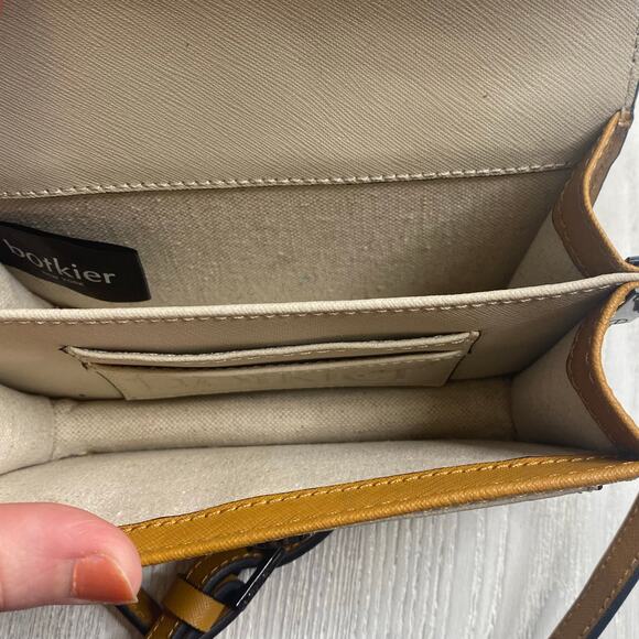 Botkier Women's Truffle Gray & Camel Coloblock Leather Crossbody Purse Bag - Picture 9 of 12